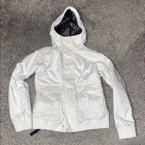Burton DryRide White Hooded Snowboarding Jacket